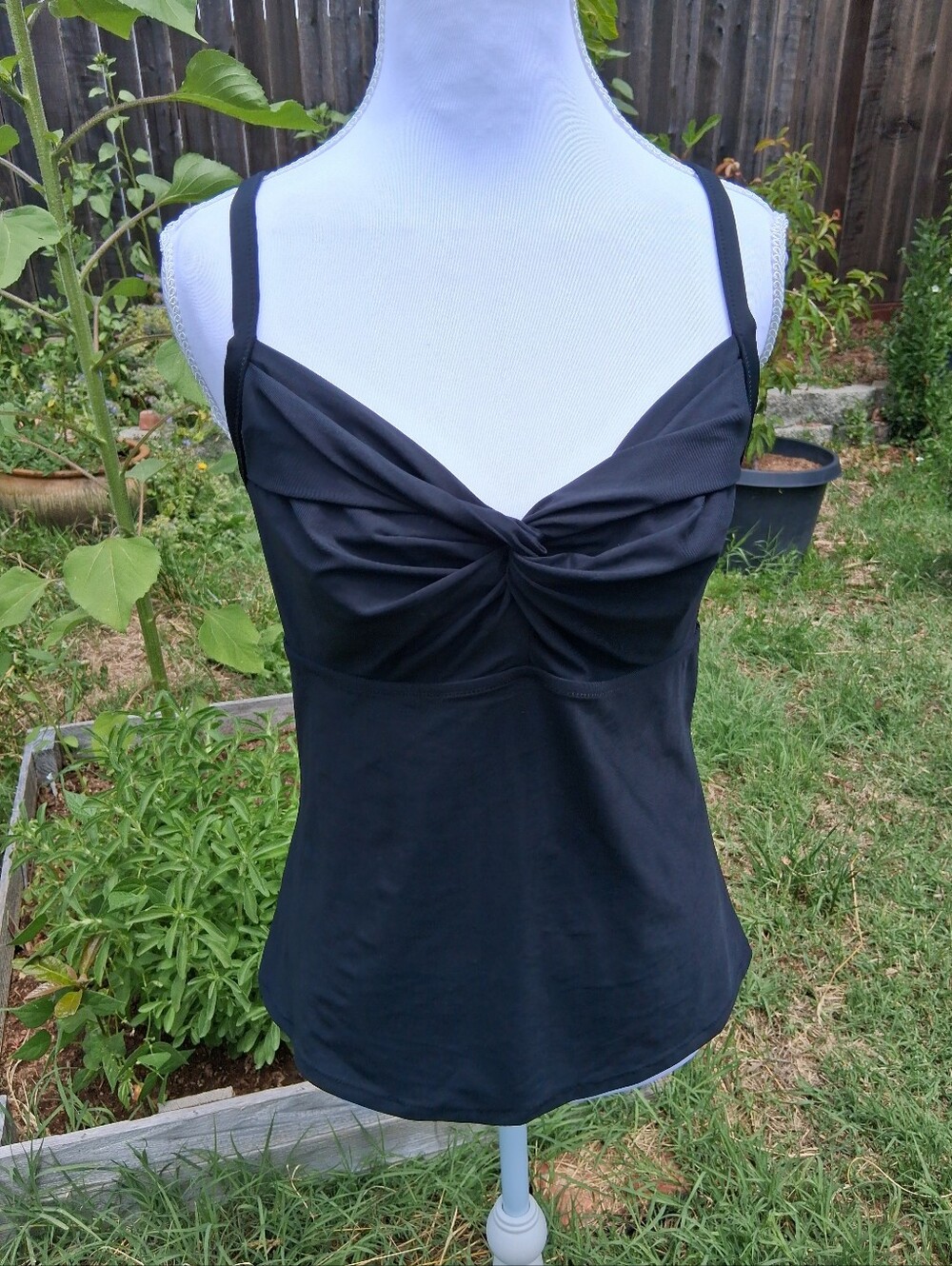 Athleta Black Swim Tank top with Ruched Front Size: 36B/C